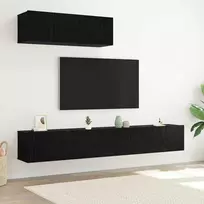 TV staliukas TV spintelių komplektas 3 pcs Juodas ąžuolas Apdirbta mediena