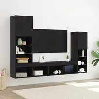 TV staliukas Televizoriaus spintelė 4 pcs juoda ąžuolo Apdirbta mediena
