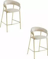 Leobert Baro kėdės su auksinės spalvos kojomis, smėlio spalvos, 94 cm, 2 vnt.