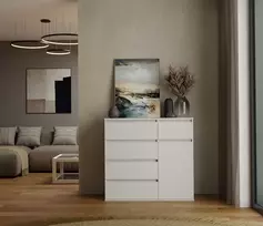 Top E Shop MALWA 1D5S Baltas komoda su stalčiais