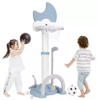 Promotions Vaikiškas krepšinio lankas 4-in-1 sporto centras, 56x50x114-152 cm, mėlyna balta