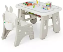 Promotions Vaikiškas stalas ir kėdžių komplektas, 80x49,5x44,5-54,6 cm, pilkas