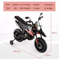 Promotions Elektrinis vaikiškas motociklas, licencijuotas Aprilia, 106,5x56x80 cm, baltas