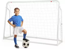 Promotions Vaikiški futbolo vartai su atmušimo tinkleliu, 187x60x102-122,5 cm, balti
