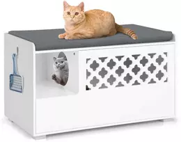 Promotions Katės kraiko dėžės uždangalas, 90x48.5x52 cm, baltas