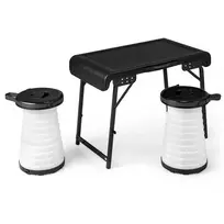 Promotions Stovyklavimo stalas ir LED taburetės komplektas, 73.7x40.6x55.9 cm stalas, juoda