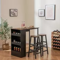 Promotions Virtuvės stalo komplektas, 91.5x49x91.5 cm, kaimiško rudo, juodos spalvos