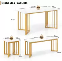 Promotions Valgomojo stalo komplektas, 150x80x75 cm, baltas, auksinis