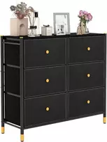 Promotions Grindinis komodas su laikymo vieta, 6 stalčiai, 88.9x30.5x76.2 cm, juodas