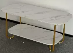 Promotions Kavos staliukas, Dirbtinio marmuro viršus, 100x50x45 cm, Balta Aukso spalva
