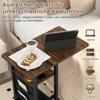 Promotions Šoninis staliukas, C formos su įkrovimo stotele, 69x30x69 cm, Ruda juoda