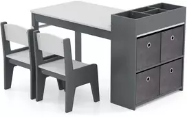 Promotions Vaikų meno stalo ir kėdžių komplektas, 100.3x50.8x58.4 cm, pilka balta