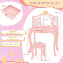Promotions Vaikiškas tualetinis staliukas, 80x40x106 cm, rožinis