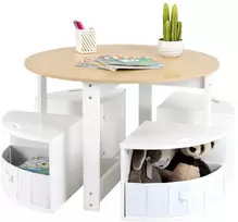 Promotions Vaikiškas stalas ir kėdžių rinkinys, 79x79x51 cm, natūralios ir pilkos spalvos