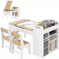 Promotions Vaikų piešimo stalas ir 2 kėdžių komplektas, 120x60x60 cm, pilka natūrali