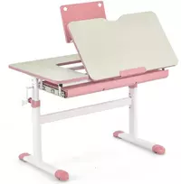 Promotions Vaikų rašomasis stalas, aukštis reguliuojamas, su pasvirusiu stalviršiu ir knygų stovu, 81.3x52.1x81.3-102.9 cm, mėlynas