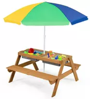 Promotions Vaikų lauko pikniko vandens ir smėlio stalas, 92,7x86,4x49,5 cm, natūrali mėlyna žalia geltona