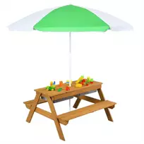 Promotions Vaikiškas lauko pikniko stalas, 92,7x86,4x49,5 cm, natūrali mėlyna žalia geltona