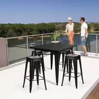 Promotions Metalinės kėdės rinkinys, 4 vnt., 43x43x79 cm, juodos spalvos