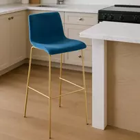 Mville Baro kėdė Hoover aksominė, 4 kojos, auksinė