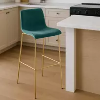 Mville Baro kėdė Hoover, aksominė, 4 kojos, auksinė