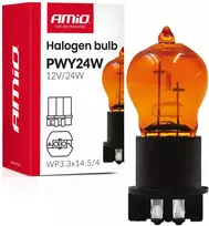 Halogeninė lemputė pwy24w wp3.3x14.5-4 gintaro spalvos 12v 24w amio-04410