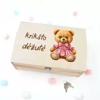 Medinė skrynelė "Krikšto dėžutė su meškute"