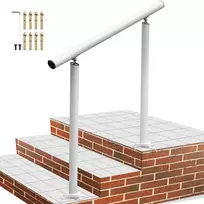 Reguliuojamas lauko laiptų turėklas, aliuminis, baltas, 91 cm