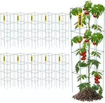 Pomidorų narveliai, 10 vnt., 3 pakopų, 117 cm aukščio, plienas, PVC danga