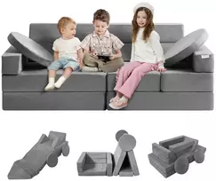 Modulinė vaikiška žaidimų sofa, 15 dalių, 30+ kombinacijų, porolono sofa