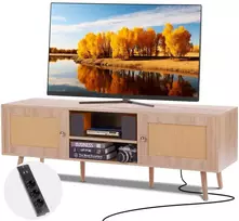 TV staliukas Ratano televizoriaus stovas 65 colių televizoriui, ąžuolo spalvos, su įmontuotu lizdu
