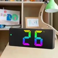 Elektroninis LED laikrodis, Žadintuvas, Led išmanus pastatomas laikrodis Happy people HP-GS