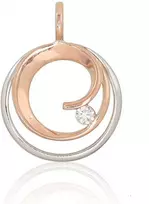 Auksinis pakabukas su brangakmeniais. Metalas: Raudonas/Baltas Auksas. Praba: 585°. Akmuo: Briliantai - 2.53 g. - 24 mm. - Briliantai (0,09Ct)