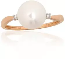 Auksinis žiedas - 17.5 - 1.9 g. - Briliantai (0,02Ct), Perlai