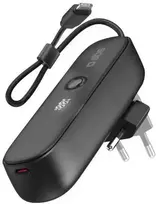 SBS Hybrid PD 20W 5000mAh išorinė baterija su įmontuotu laidu ir sulankstomu kištuku - Juodas