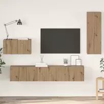 TV staliukas Sieninis televizoriaus stovas 4 pcs Amatininkų ąžuolas