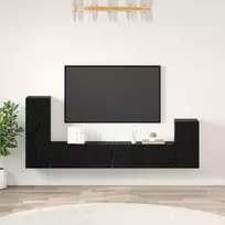 TV staliukas Sieninis televizoriaus stovas 3 pcs Juodas ąžuolas