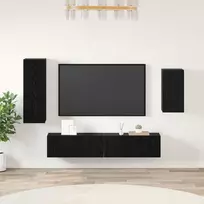 TV staliukas TV spintelių komplektas 4 pcs Juodas ąžuolas Apdirbta mediena