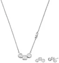 Michael Kors Žavus sidabrinių papuošalų rinkinys MKC1767SET (karoliai, auskarai)