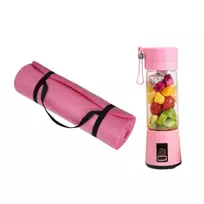 Winder Home Nešiojamas USB trintuvas 380 ml su rožiniu jogos ir mankštos kilimėliu – sporto rinkinys, rožinis