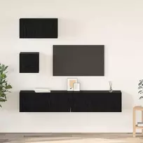 TV staliukas TV spintelių komplektas 4 pcs Juodas ąžuolas Apdirbta mediena
