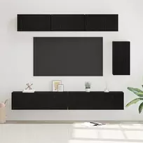 TV staliukas TV spintelių komplektas 6 pcs Juodas ąžuolas Apdirbta mediena
