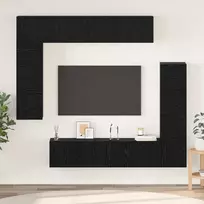 TV staliukas TV spintelių komplektas 8 pcs Juodas ąžuolas Apdirbta mediena