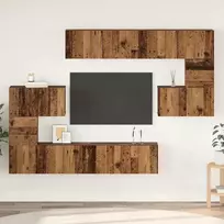 TV staliukas TV spintelių komplektas 8 pcs Senovinis medis Apdirbta mediena