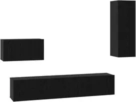 TV staliukas Sieninis televizoriaus stovas 4 pcs Juodas ąžuolas