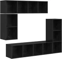 TV staliukas TV spintelių komplektas 4 pcs Juodas ąžuolas Apdirbta mediena