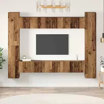 TV staliukas TV spintelių komplektas 10 pcs Senovinis medis Apdirbta mediena