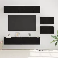 TV staliukas TV spintelių komplektas 6 pcs Juodas ąžuolas Apdirbta mediena