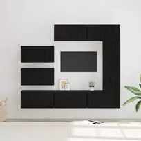 TV staliukas TV spintelių komplektas 8 pcs Juodas ąžuolas Apdirbta mediena
