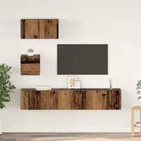 TV staliukas TV spintelių komplektas 3 pcs Senovinis medis Apdirbta mediena